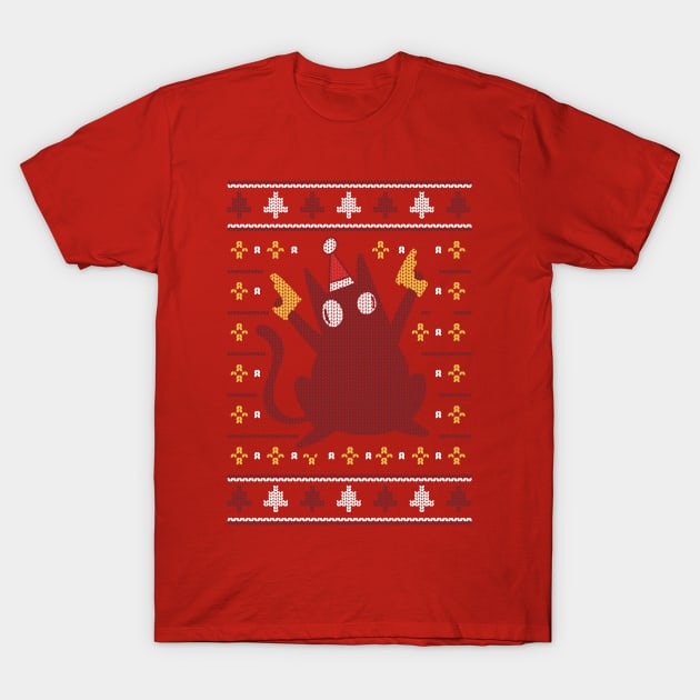 CAT UGLY CHRISTMAS SWEATER T-Shirt by Bombastik